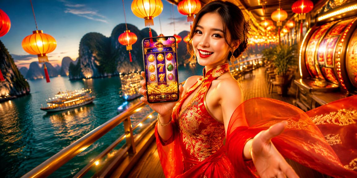 Người chơi tại Hội An thử trò chơi slot game dưới ánh đèn lồng lung linh về đêm